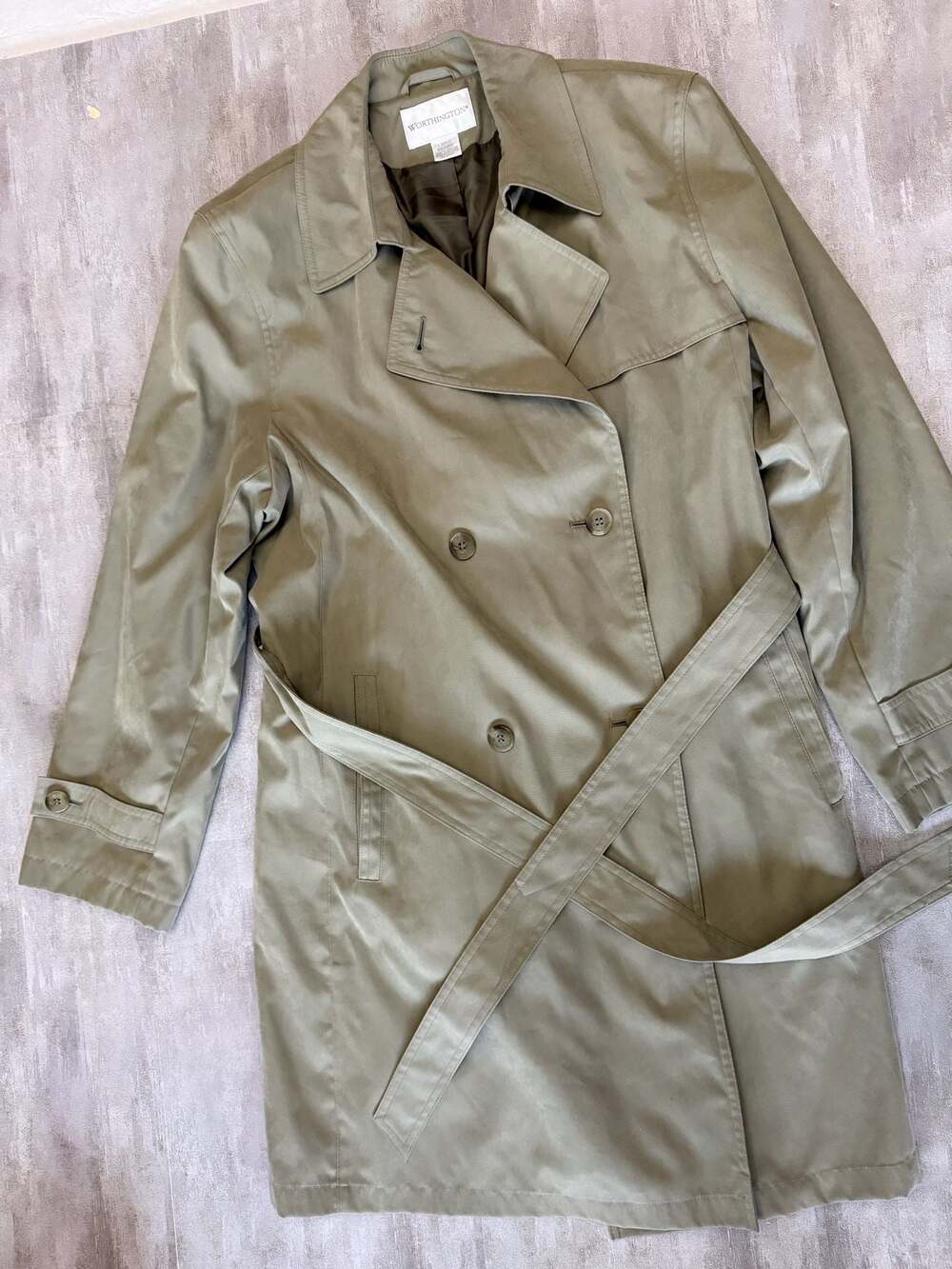 Trench coat Worthington Khaki Double-Breasted Belted